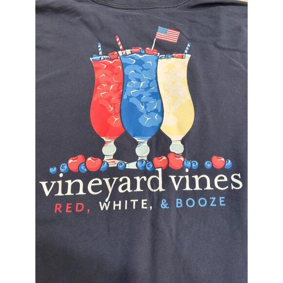 Vineyard Vines Long Sleeve Shirt Men’s XL Navy Red, White & Booze Patriotic Tee - Picture 4 of 8